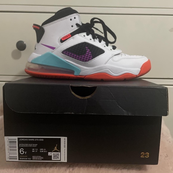 Kids' Jordan Mars 270 GS 'White Hyper Violet'